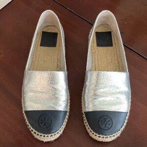 Tory Burch Silver/Navy Espadrilles flats